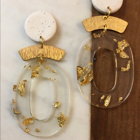 Polymer clay and brass earrings - Picture 2 of 5